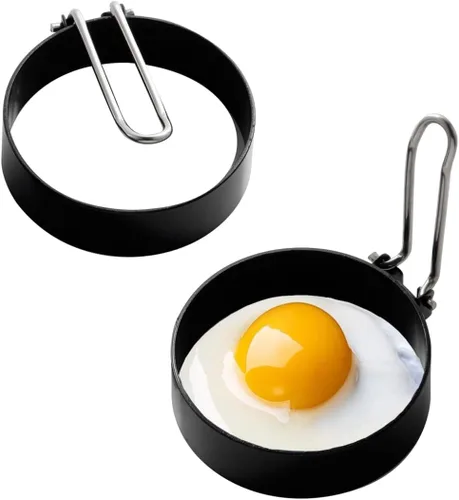 Premier Housewares - Juego de 2 anillos antiadherentes para huevos, redondos, color negro