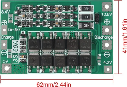 Miniatura 4 de 4PCS 3S 60A 12.6V 18650 Cargador PCB BMS Placa de protección de batería de litio de iones de litio Cargador de equilibrio Módulo de carga para motor