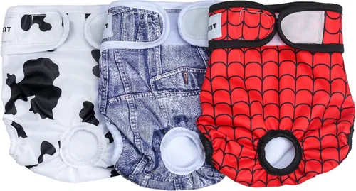 Avont paquete de 3 pañales lavables para perras, bragas reutilizables premium altamente absorbentes para perritas en período, cubierta de pañal para