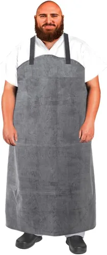 Urby Delantal de trabajo grande y alto de talla grande: delantal de soldadura de cuero resistente al fuego, lona de madera y taller.