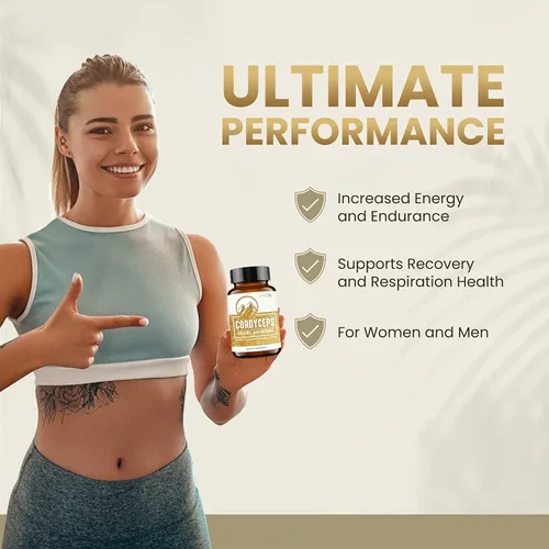 Miniatura 3 de HPD Rx Suplemento de rendimiento de extracto de hongo Cordyceps orgánico prémium para energía, resistencia e inmunidad 2250 mg, 240 cápsulas