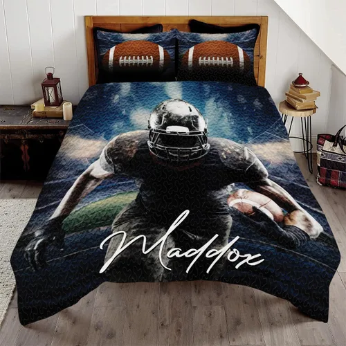 Miniatura 8 de Juego de cama de fútbol para niños, juego de edredón personalizado con nombre y número, edredón deportivo tamaño matrimonial, edredón con estampado