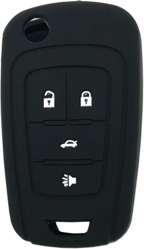 Funda Protectora de Silicona para Llavero Compatible con Chevy Camaro Cruze Malibu Equinox Sonic Impala Llavero de Entrada sin Llave (Negro)