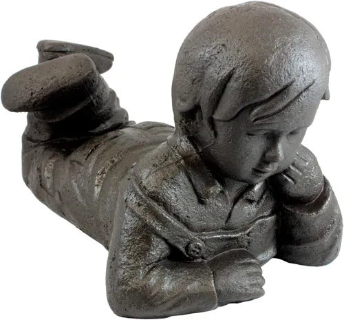 Emsco Group 92246 Estatua de niño soñando despierto – Aspecto natural – Hecha de resina – Ligera – 40 cm de altura para jardín, BRONCE