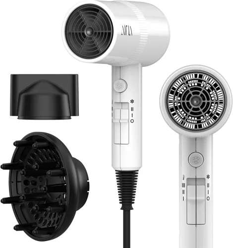 Miniatura 22 de AINA Secador de pelo con difusor, peine Secador de pelo para mujer, compacto, profesional, secado iónico Botón de disparo frío 110V/ALCI