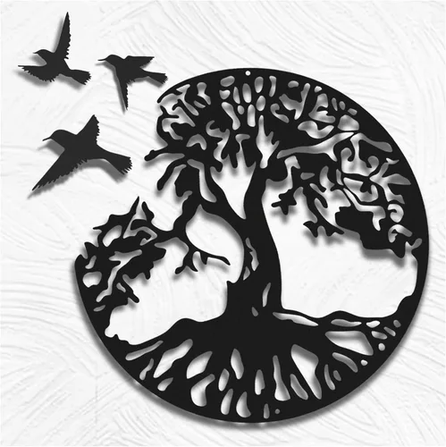 Miniatura 11 de Arte de pared de metal con árbol de la vida, escultura de pared de árbol genealógico, arte de pared moderno para sala de estar, jardín, oficina