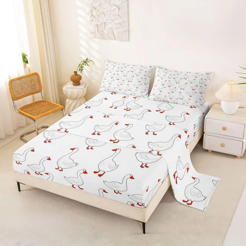 Miniatura 38 de Erosebridal Juego de sábanas para niños y niñas, diseño de pato amarillo, diseño de patos de dibujos animados, juego de ropa de cama de granja