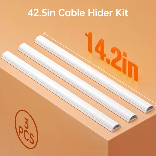 Miniatura 9 de Kit de ocultación de cables Delamu para pared con adhesivo, cubierta de alambre de múltiples funciones, 42.5 pulgadas para ocultar cables en Blanco