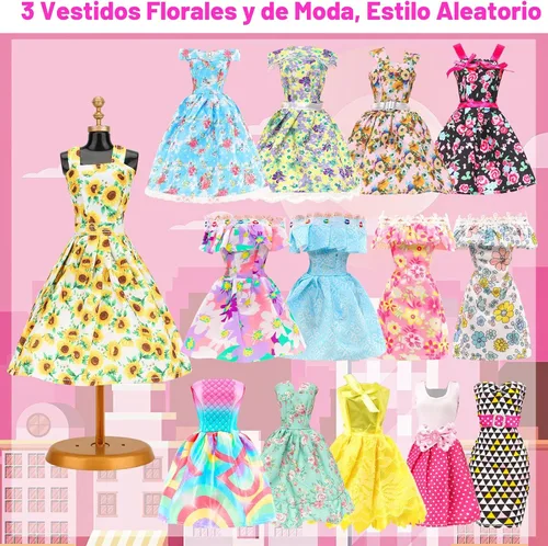 Miniatura 4 de BARWA 11 juegos de ropa de muñeca que incluyen 2 vestidos de lentejuelas, 5 vestidos florales de sirena, 4 trajes casuales tops y pantalones