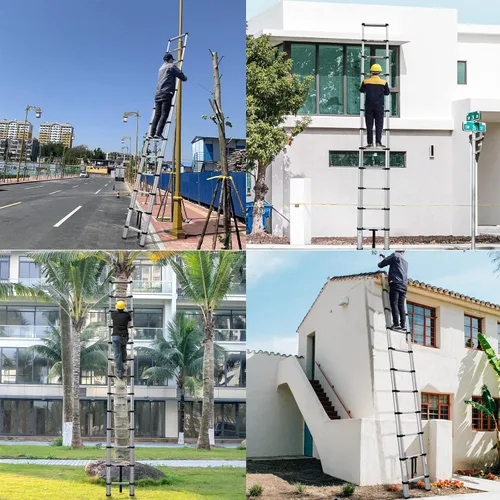 Miniatura 7 de Escalera telescópica de aluminio de 16 pies, escalera multiusos para trabajo diario o al aire libre, escalera extensible portátil para caravana
