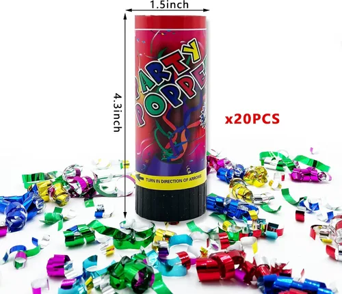 Miniatura 2 de 20 piezas de cañones de confeti para fiestas, poppers para bodas, cumpleaños, graduaciones, baby shower, aniversarios, Navidad y celebraciones de 20