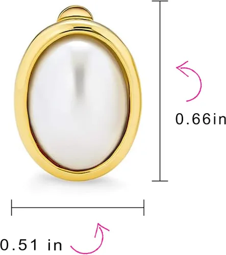 Miniatura 4 de Juego de bisel de cable de cuerda trenzada con clip de botón redondo de perlas blancas para mujer, chapado en oro rosa amarillo o plata