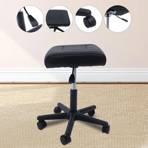 Miniatura 4 de Reposapiés de oficina, reposapiés ajustable de piel de oficina con ruedas, reposapiés de computadora debajo del escritorio en el trabajo, soporte