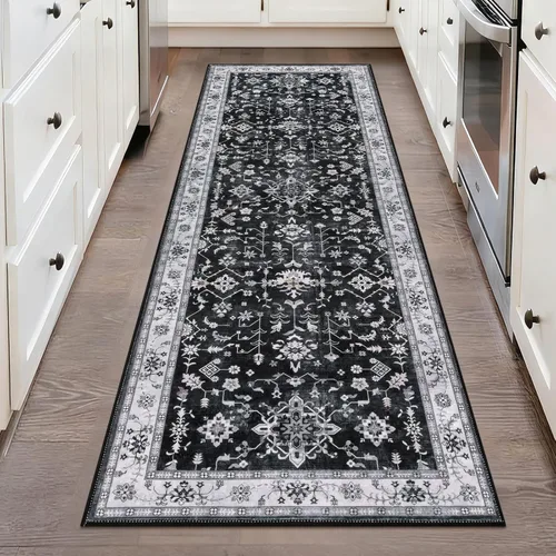 Miniatura 142 de HEBE Alfombra Pasillo 2'x10' Lavable Vintage Desgastada Alfombras de Área Antideslizante Alfombra de Lavandería Boho Alfombras de Piso para Pasillos