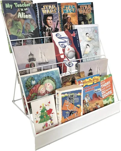 Miniatura 9 de FixtureDisplays® Estante de exhibición de alambre de 4 niveles de 18" para folleto de literatura, soporte de revista, estante de mesa, estantes