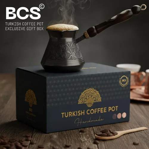 Miniatura 6 de BCS Cezve Briki Ibrik - Cafetera de cobre grande de 18 onzas con mango de madera (6 porciones), cafetera para estufa Cezve Briki Ibrik