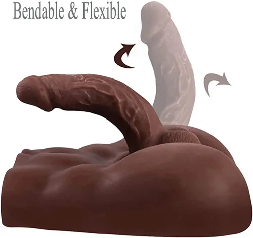 Miniatura 3 de Consolador realista de 6.82 libras para masturbación femenina, juguete sexual masculino 3D con pene grande flexible y culo vaginal, marrón oscuro