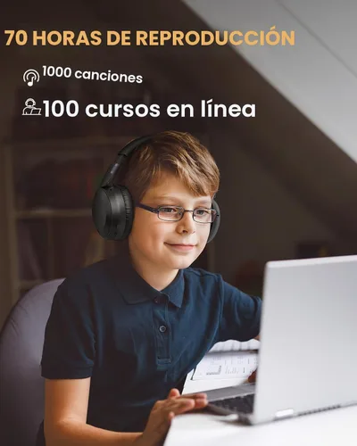 Miniatura 3 de Acer OHR205 - Auriculares inalámbricos Bluetooth, 70 horas de reproducción, auriculares plegables sobre la oreja con controladores de 40 mm