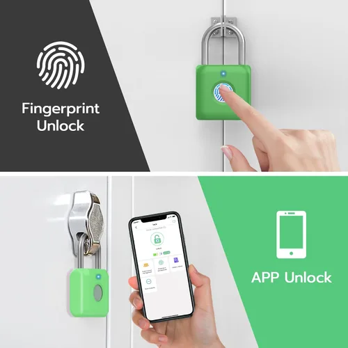 Miniatura 4 de Candado de huella digital eLinkSmart para casillero de gimnasio con aplicación para teléfono iOS, cerradura de combinación metálica sin llave