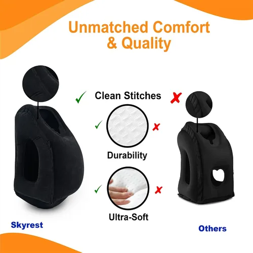 Miniatura 3 de Skyrest® Almohada inflable de viaje para autobuses, soporte cómodo para la cabeza, almohada de aire para dormir para evitar dolor de cuello, lumbar
