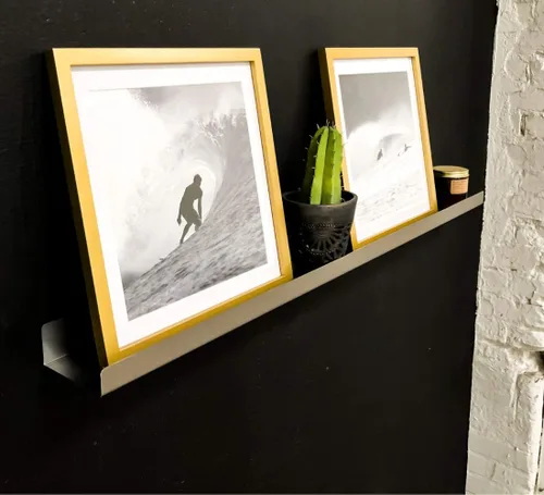 Miniatura 6 de Estante de pared de metal flotante hecho en Estados Unidos, repisa para fotos, acero fabricado en Estados Unidos, estante industrial resistente