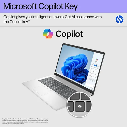 Miniatura 10 de HP portátil de 17.3 pulgadas, pantalla HD+, AMD Ryzen 5 7520U, 16 GB de RAM, SSD de 512 GB, gráficos AMD Radeon, Windows 11 Home, color plata