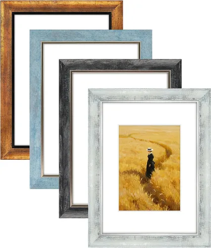 Miniatura 22 de XUANLUO Juego de 4 marcos de fotos de 4x6, estilo rústico retro con cubierta de plástico HD para montaje en pared y exhibición en mesa, regalo