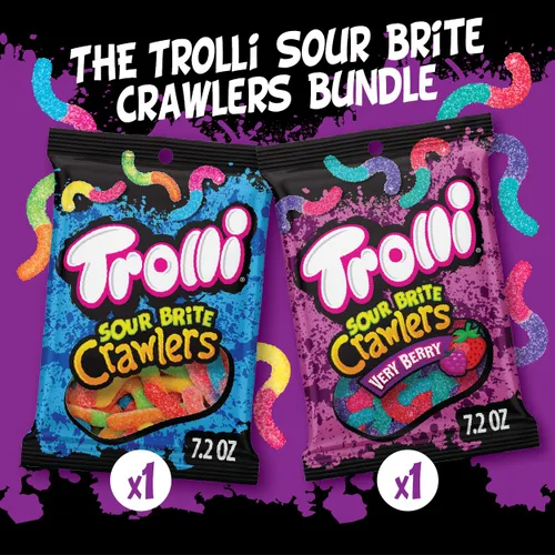 Miniatura 2 de Trolli Sour Brite Crawlers - Paquete de dulces, original y muy baya, gusanos de gomita agridulce, paquete de 2