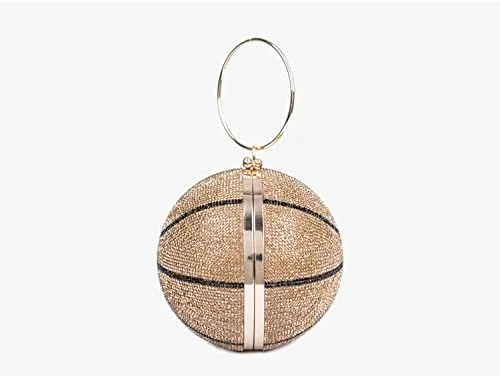 Miniatura 3 de UMREN Bolso cruzado con forma de baloncesto para mujer, con diamantes de imitación, bola redonda de cristal, bolso de mano para fiesta de boda