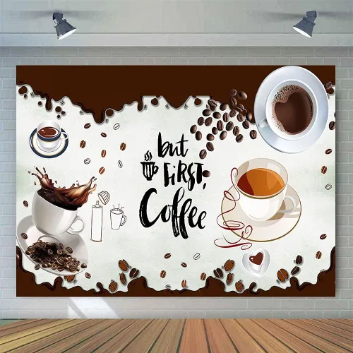 Fondo de fotografía para cafetería, fondo marrón y blanco, decorativo, 7x5 pies, cabina de fotos, accesorios de decoración de sala de fotos,