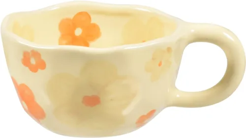 Miniatura 9 de Koythin 2 Piezas de Tazas de Café de Cerámica, Taza Creativa Linda con Flores para Oficina y Hogar, Taza Estética de 8.5 oz/250 ml para Café con 2