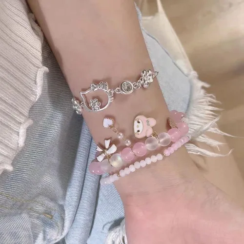 Miniatura 2 de INENIMARTJ Kawaii Bracelets Set Crystal Beads Bracelet Cute Cartoon Elastic Beaded Pearl Bracelets Jewelry for Girls Women Bff Friendship Gift