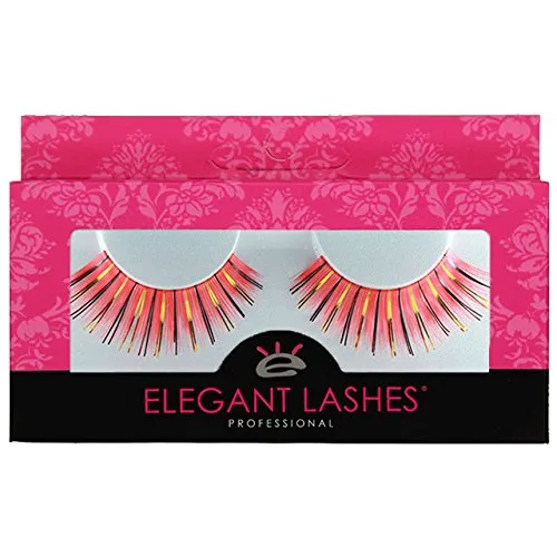 Elegant Lashes C023 Pestañas postizas de color premium (pestañas de color rojo coral naranja con mezcla metálica dorada y azul marino) disfraz de