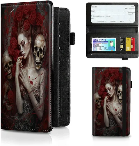 Miniatura 168 de Funda para chequera para hombres y mujeres, cartera de cuero RFID con ranuras para tarjetas de crédito, soporte de cheques duplicados personales