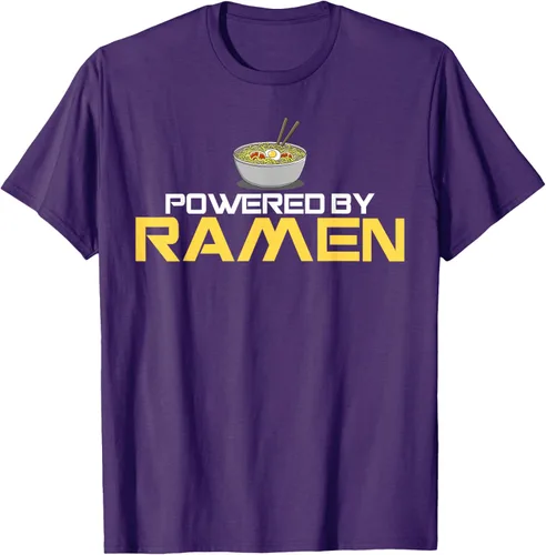Miniatura 90 de Camiseta de fideos de anime japoneses Powered By Ramen, Negro, S