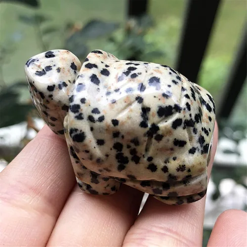 Miniatura 2 de Fekuar Estatua de tortuga de piedra de jaspe de dálmata, escultura coleccionable de animales de tortuga tallada a mano, cristal curativo Fengshui