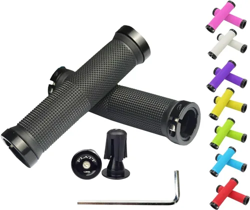 Miniatura 8 de PLATT - Puños de manillar de bicicleta con gomas de goma coloridas Puños de bicicleta cómodos para bicicletas BMX/MTB verde (Green+End Caps)