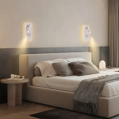 Miniatura 5 de M04 - Apliques regulables para montaje en pared, luz de lectura, lámpara de noche con puerto USB, enchufable, lámparas de pared con cable duro