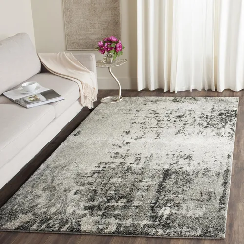 Miniatura 9 de SAFAVIEH Retro Collection - Alfombra de pasillo de 2 pies 3 pulgadas x 7 pies, gris claro y gris, diseño abstracto moderno, no desprende pelusa