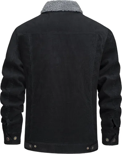 Miniatura 8 de KEFITEVD Chaqueta de pana para hombre, con forro polar, abrigo de invierno cálido y grueso para trabajo casual