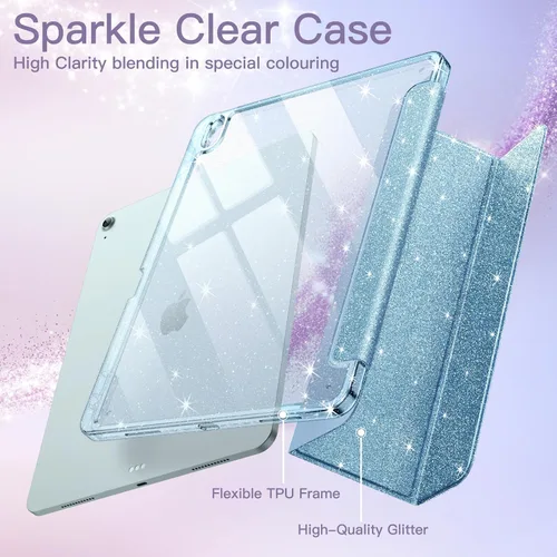 Miniatura 3 de JETech Funda de purpurina para iPad Air de 11 pulgadas M3/M2 (2025/2024), iPad Air 5/4 (2022/2020 5ª/4ª) con soporte para lápiz, funda delgada