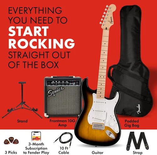 Miniatura 2 de Squier Sonic Series Stratocaster Pack - 2 colores Sunburst