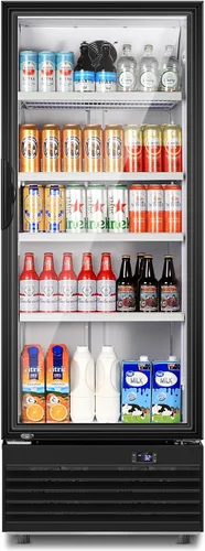 Miniatura 17 de Tylza Vitrina refrigerada para encimera, refrigerador comercial de 2.7 pies cúbicos/78L, vitrina con luz LED, puerta de vidrio doble, 32-54°F