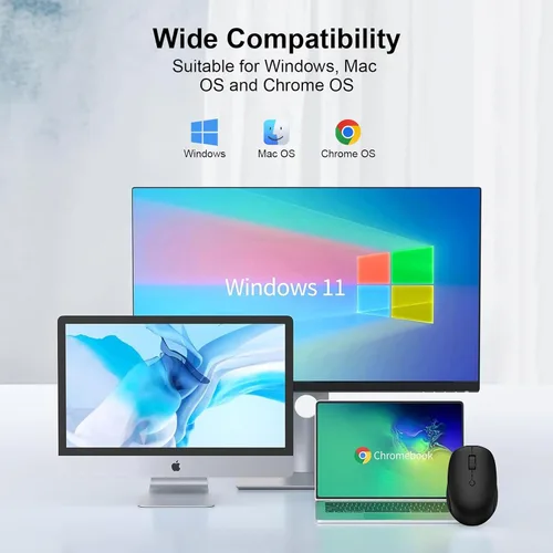 Miniatura 7 de Ratón inalámbrico, 2.4 G silencioso para computadora con receptor USB, 800/1200/1600 DPI, 4 botones, portátil óptico inalámbrico USB