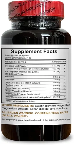 Miniatura 4 de Suplemento enzimático digestivo CANDIDA PRO COMPLEX, cándida cleanse orgánico, Apoya los niveles equilibrados de flora y salud digestiva, aloe vera