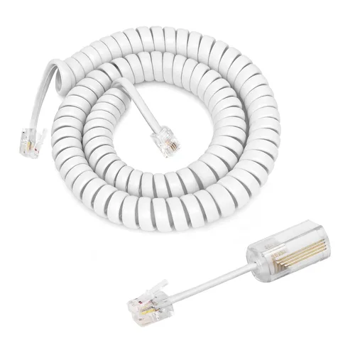 Miniatura 12 de Uvital Desenredador de cable para teléfono celular, 1 paquete de cable de teléfono fijo de 8 pies sin enrollar (1.2 pies en espiral) y 1 paquete