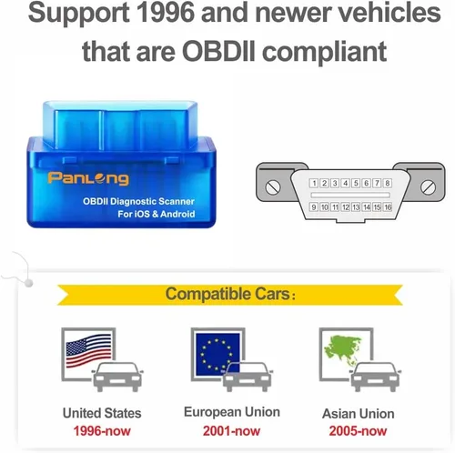 Miniatura 6 de Panlong Escáner OBD2 Bluetooth para iPhone iOS Android OBDII Herramienta de escaneo de diagnóstico de coche Lector de código de error del motor
