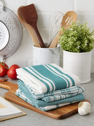 Miniatura 4 de DII Surtido Tejido, Juego de Paños de Cocina, 18x28 pulgadas, Verde Azulado, 5 Piezas