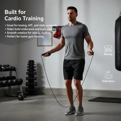 Miniatura 2 de Cuerda de Saltar para Fitness – Cuerda de Ejercicio de PVC Ajustable con Diseño Sin Enredos y Cómodas Asas de Espuma, Ideal para Cardio