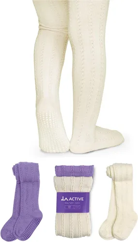 LA ACTIVE Medias de invierno para bebé, acogedoras y cálidas, de punto trenzado, con agarre antideslizante, para bebés, recién nacidos